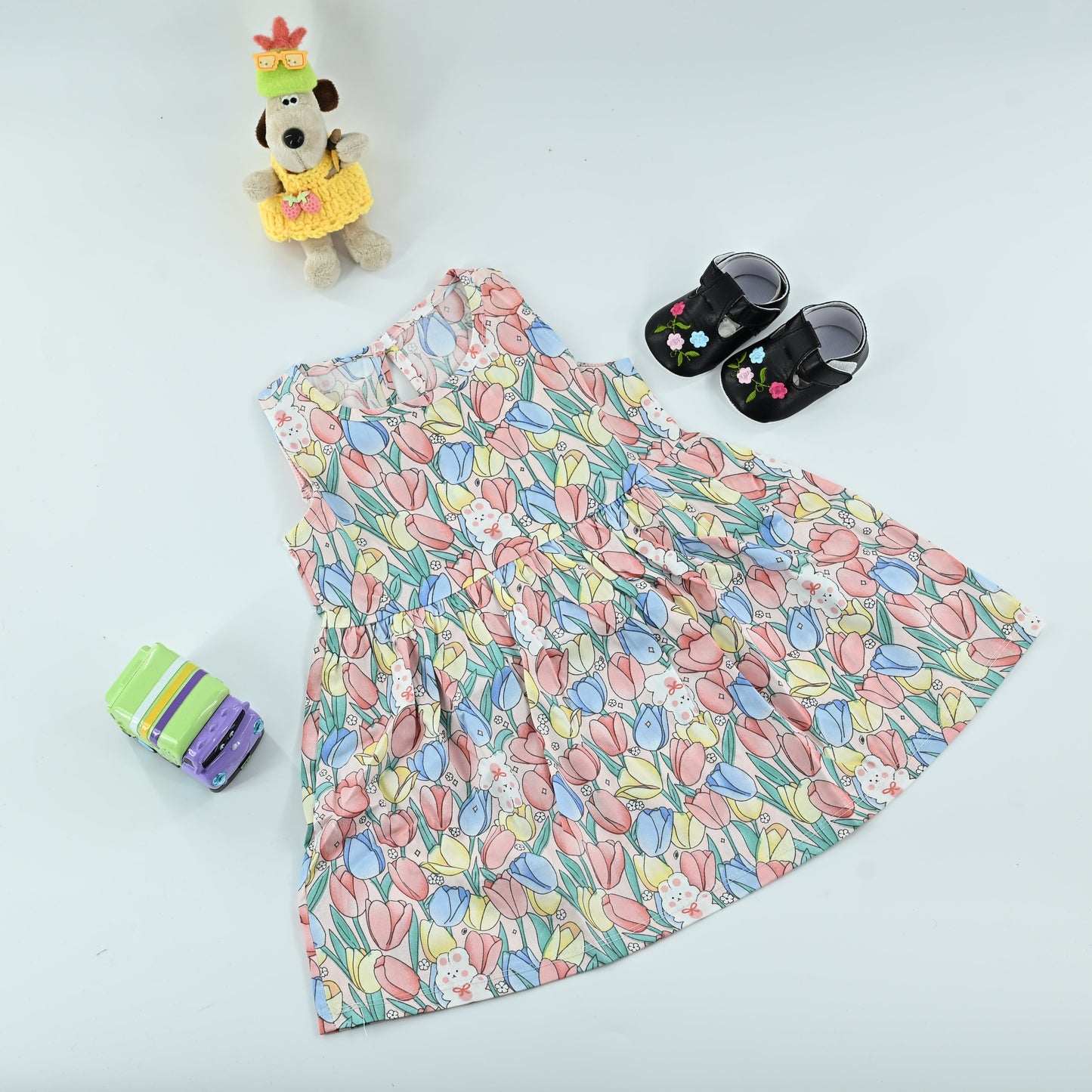 Cute Baby Girls Floral Cotton Dress | Sleeveless Summer Flower Print Dress