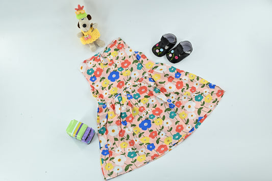 Cute Baby Girls Floral Cotton Dress | Sleeveless Summer Party Dress