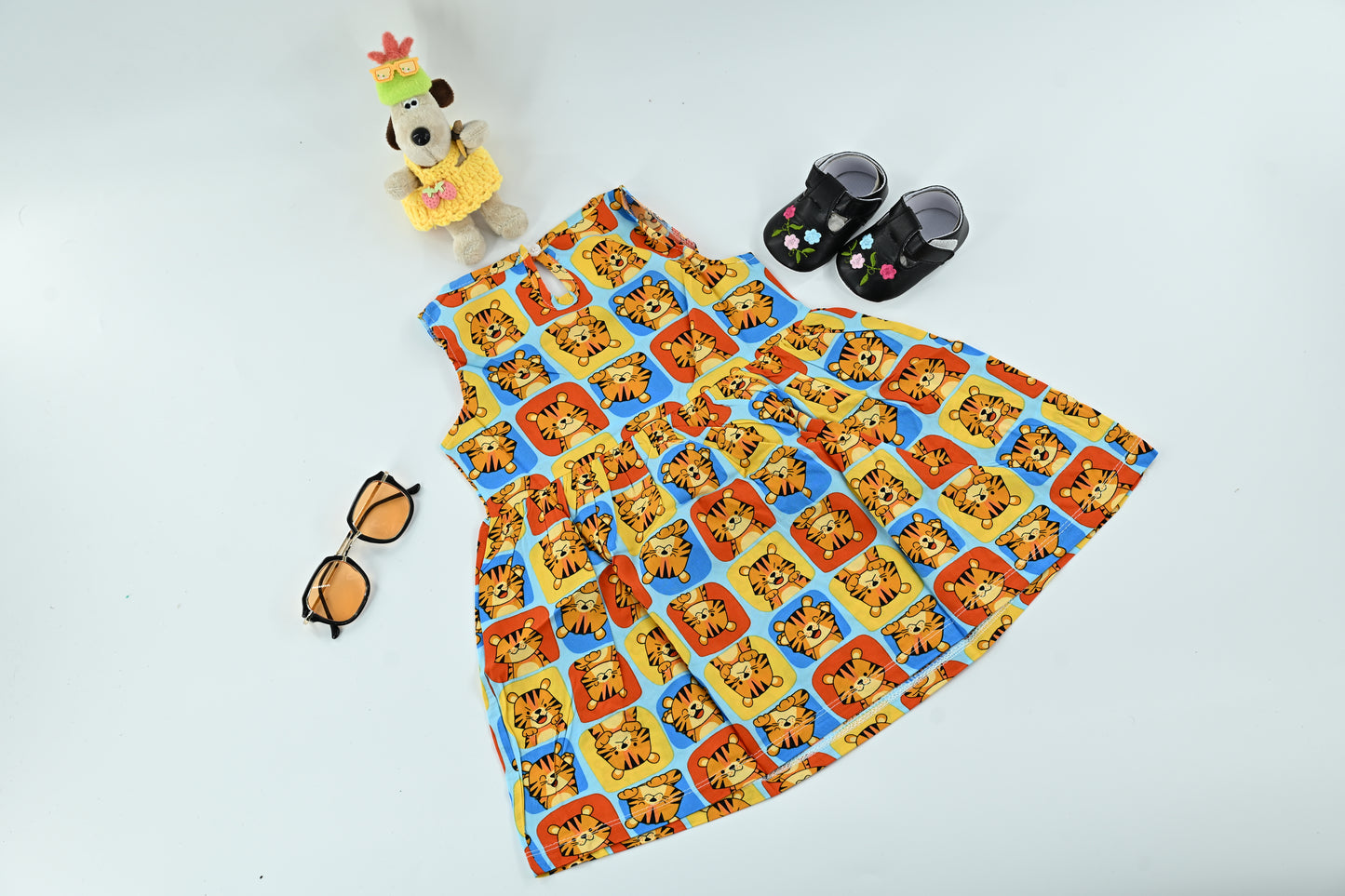 Cute Baby Girls Tiger Print Dress | Soft Rayon Sleeveless Summer Dress