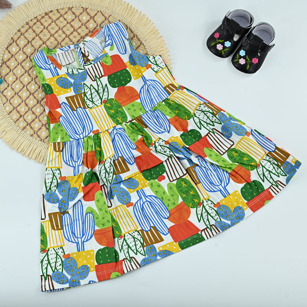 Baby Girl Cactus Print Cotton Summer Dress