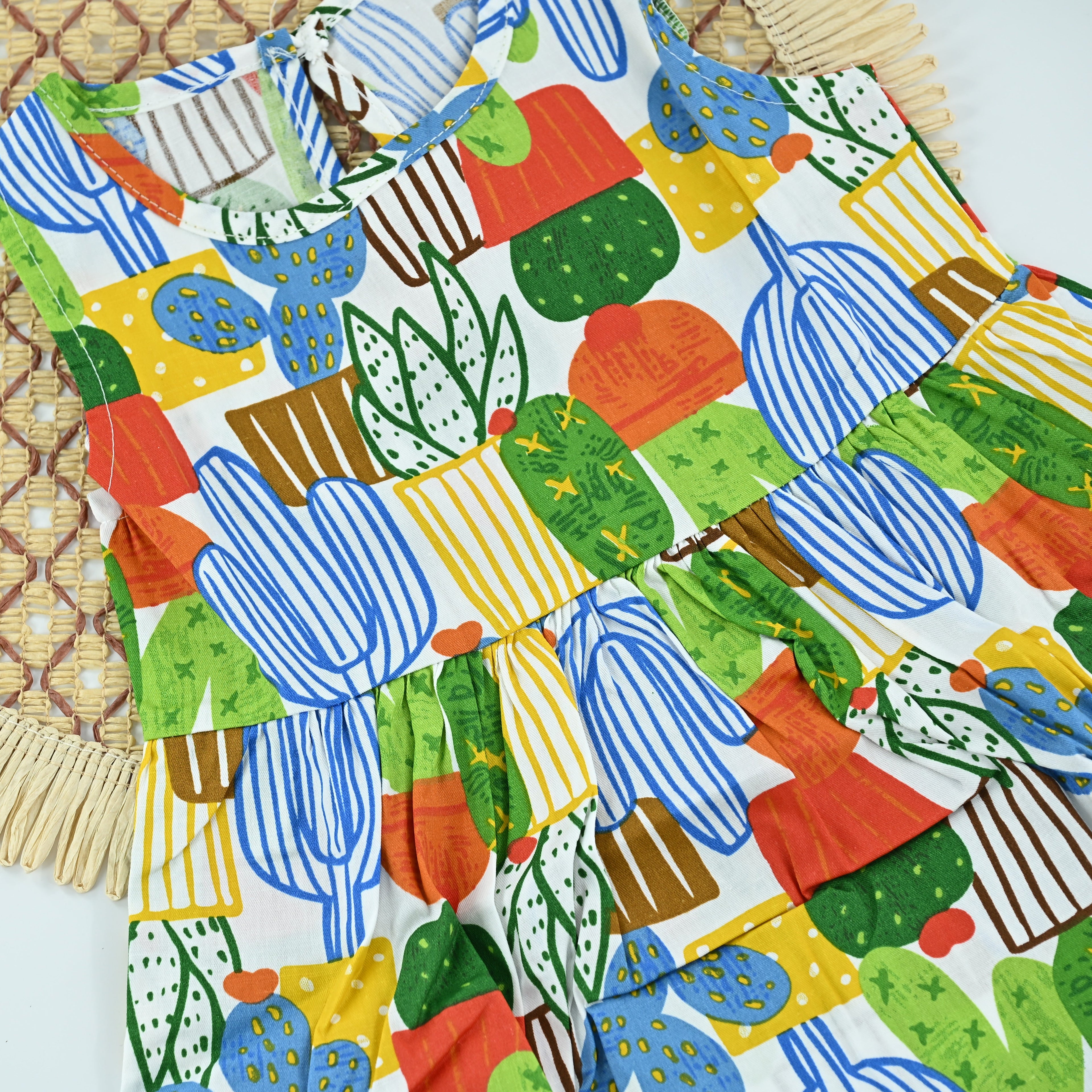 Baby Girl Cactus Print Cotton Summer Dress