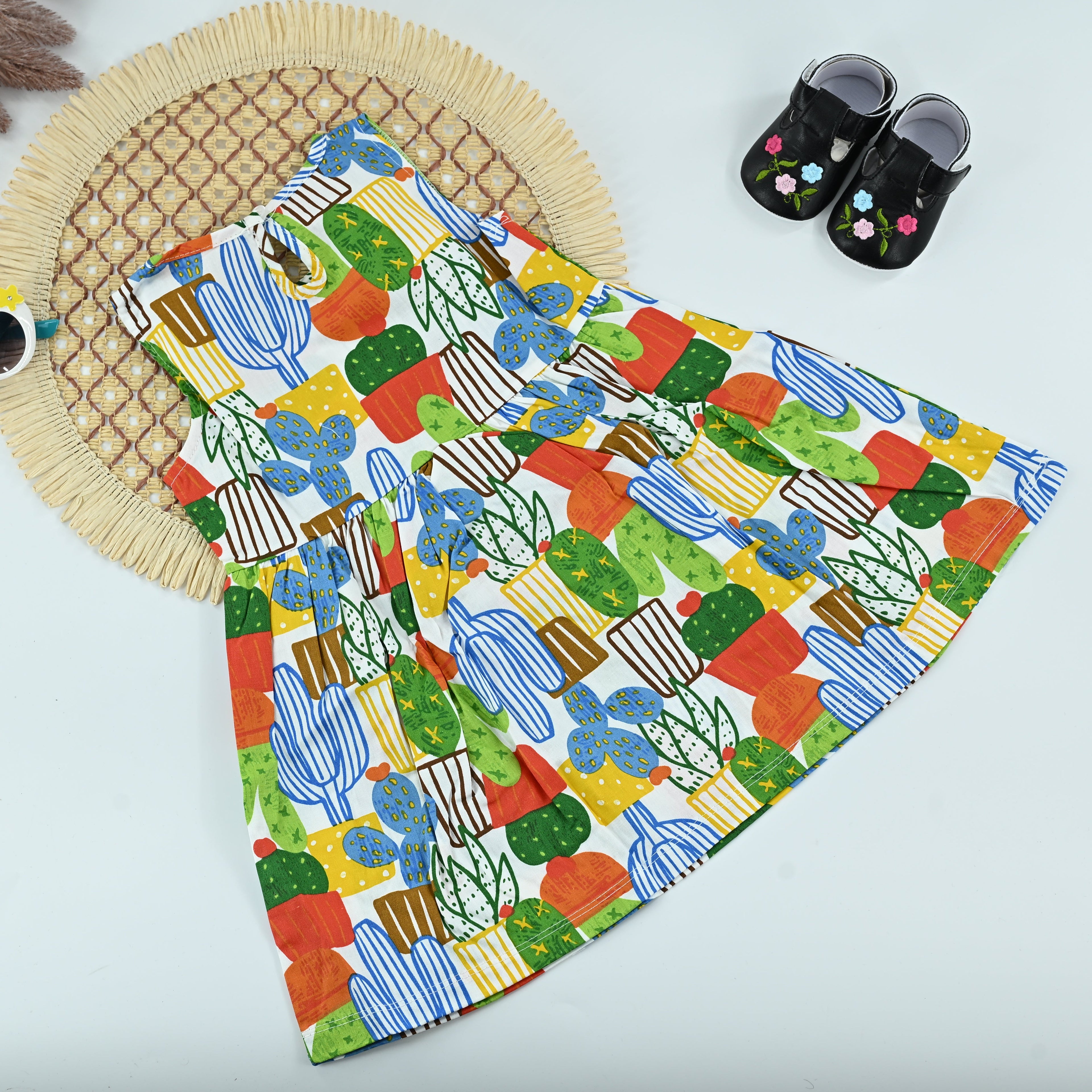Baby Girl Cactus Print Cotton Summer Dress