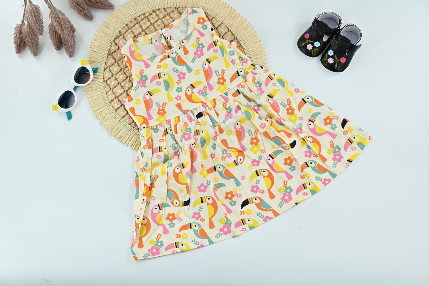 Baby Girl Toucan Print Cotton Summer Dress