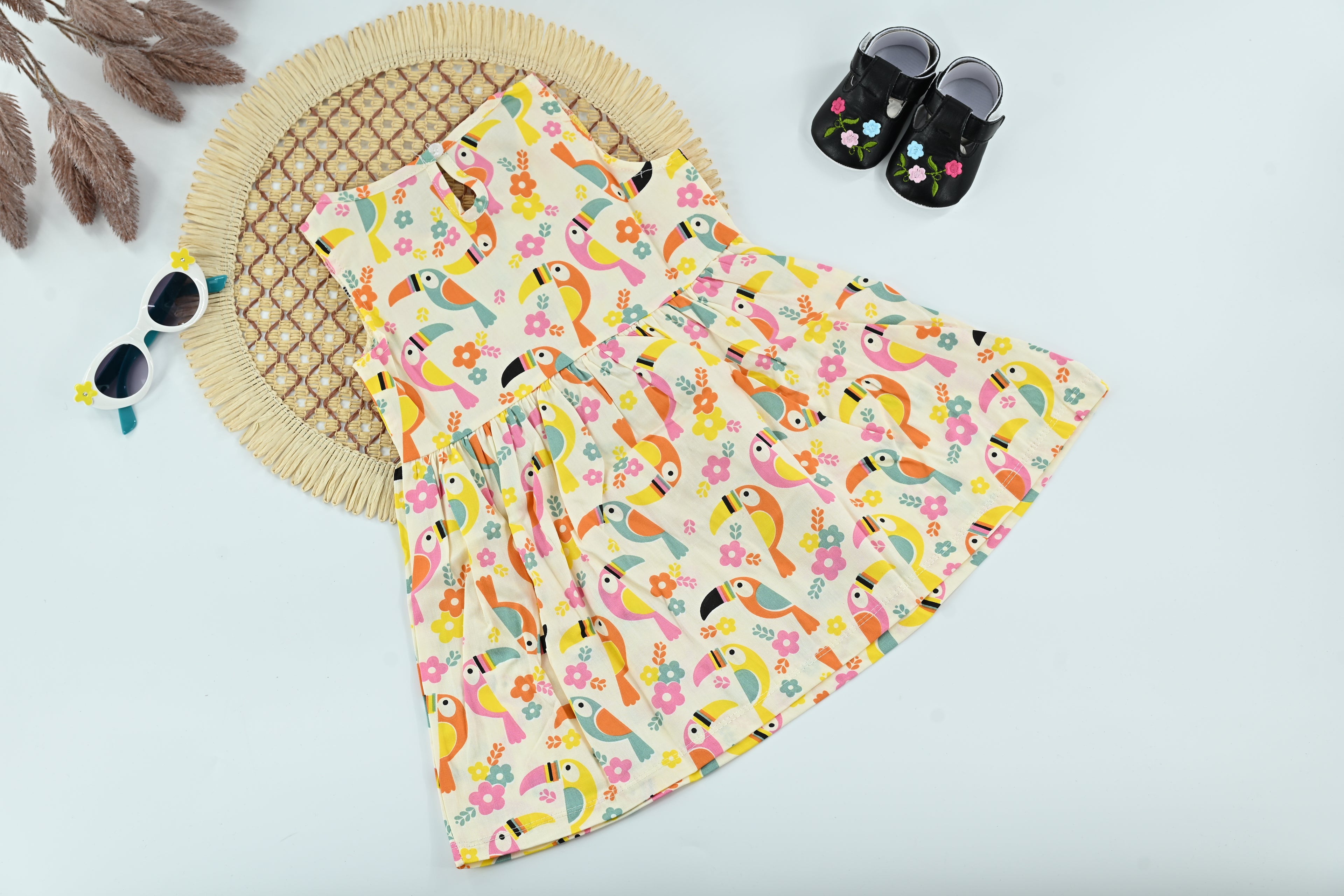 Baby Girl Toucan Print Cotton Summer Dress