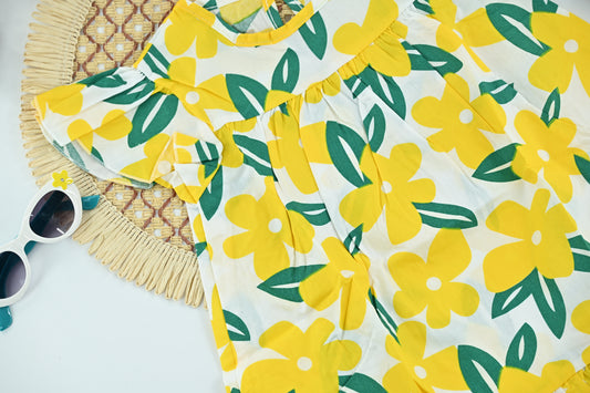 Sunny Bloom Yellow Floral Cotton Baby Dress