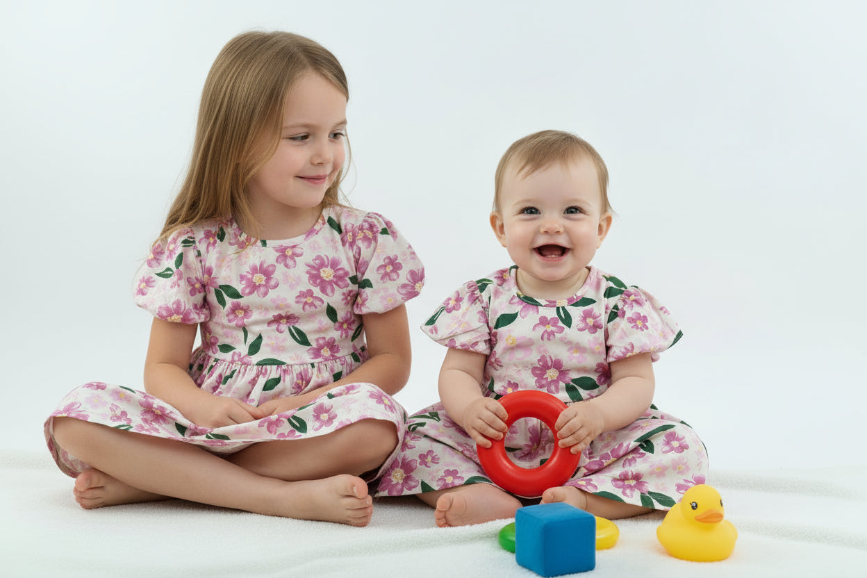 Blush Blossom Pink Floral Cotton Baby Dress