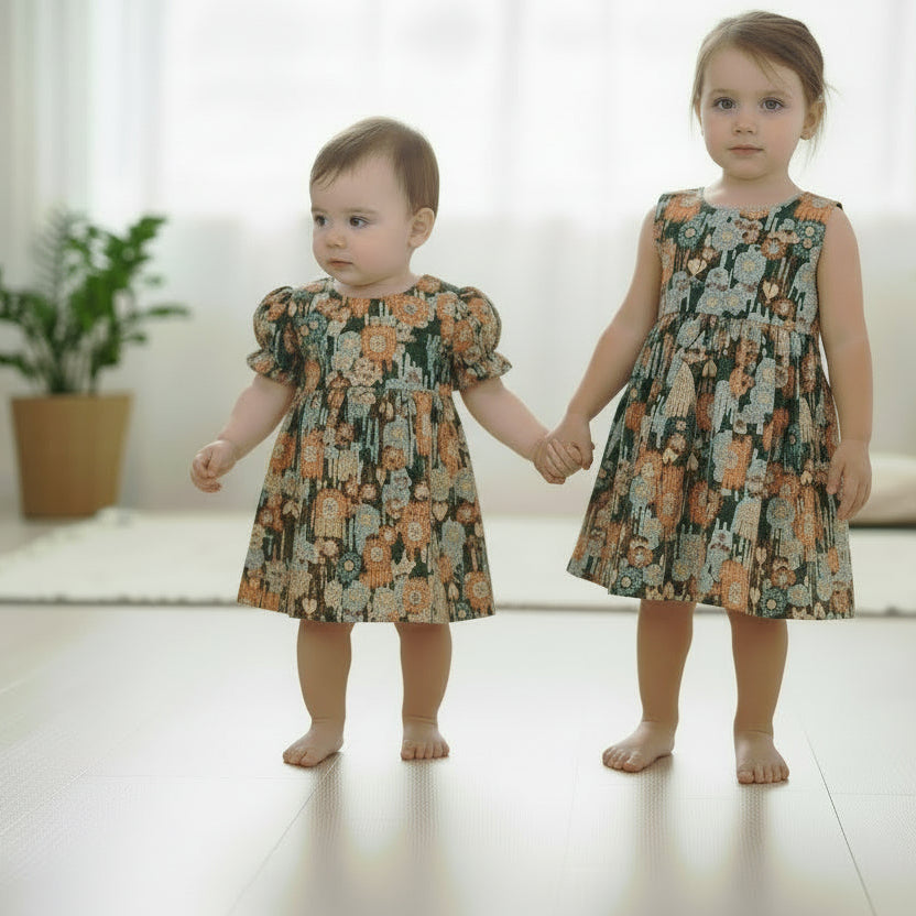 Forest Friends Cartoon Print Cotton Baby Dress