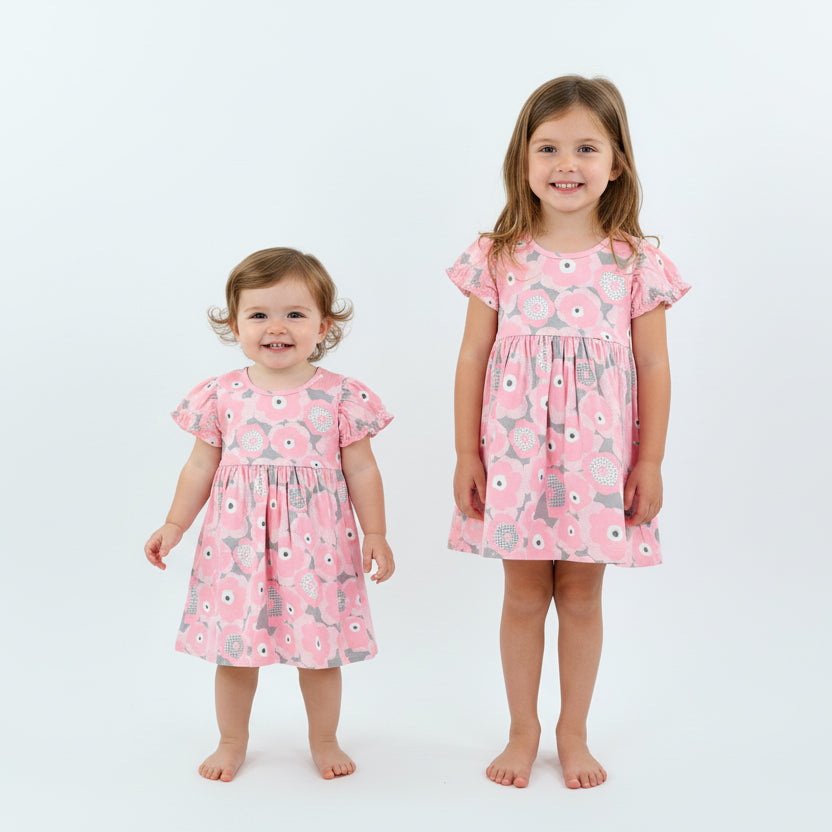 Blush Petal Pink Floral Cotton Baby Dress