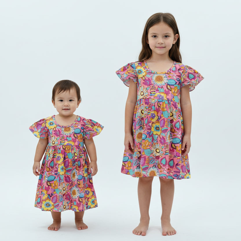 Baby Girl Pink Floral Cotton Dress
