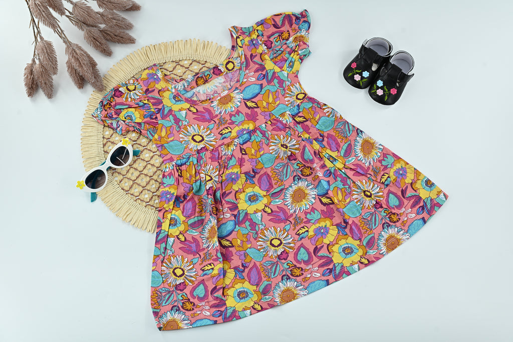 Baby Girl Pink Floral Cotton Dress
