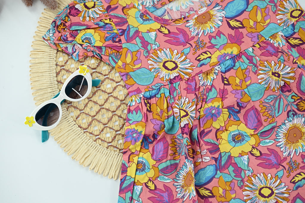 Baby Girl Pink Floral Cotton Dress