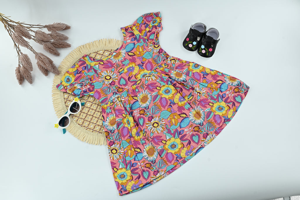 Baby Girl Pink Floral Cotton Dress