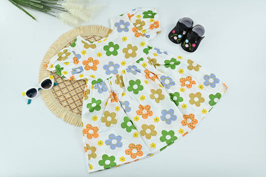 Sunny Meadow Floral Cotton Girls Dress