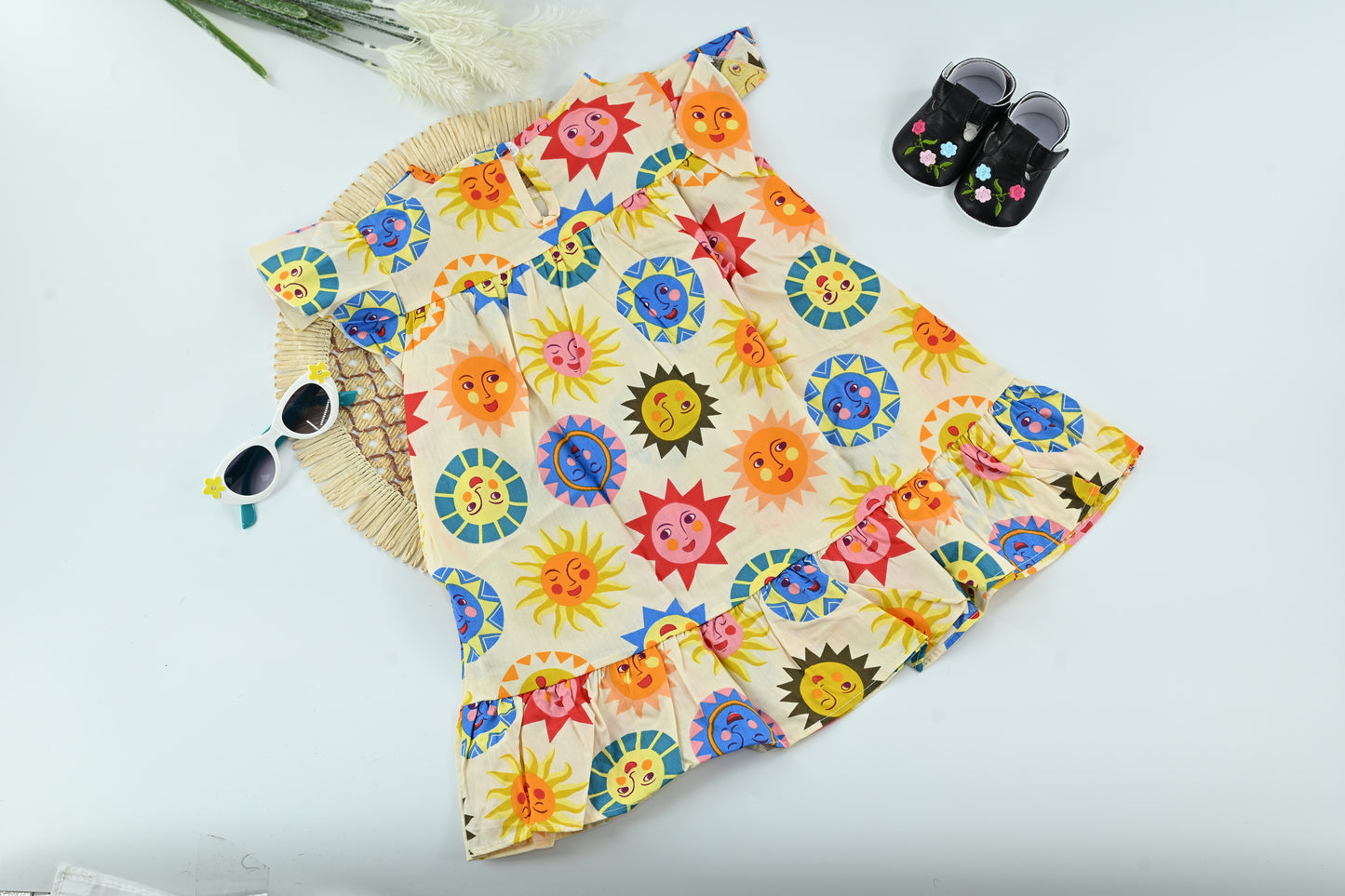 Sunshine Print Cotton Girls Dress – Summer Collection
