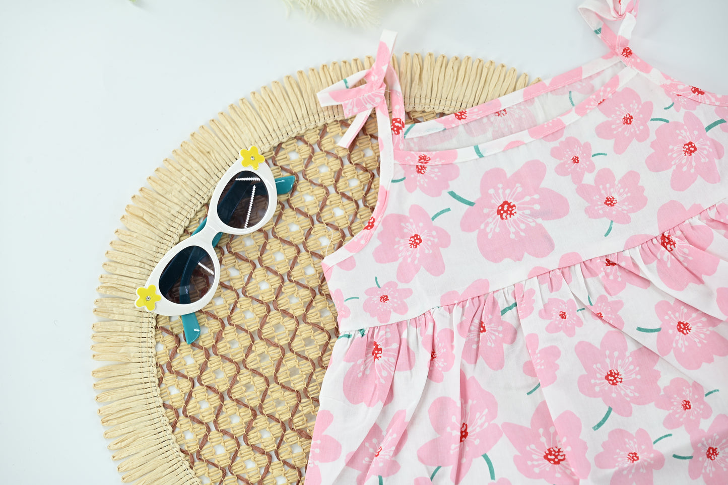 Blush Garden Pink Floral Cotton Baby Dress
