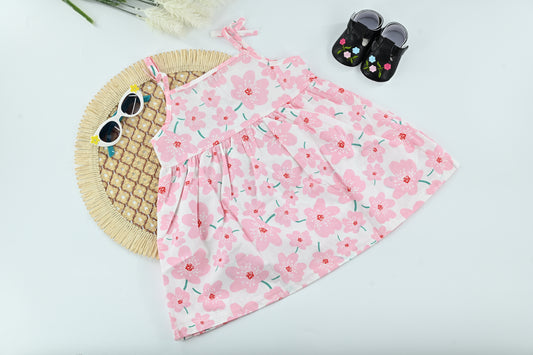Blush Garden Pink Floral Cotton Baby Dress