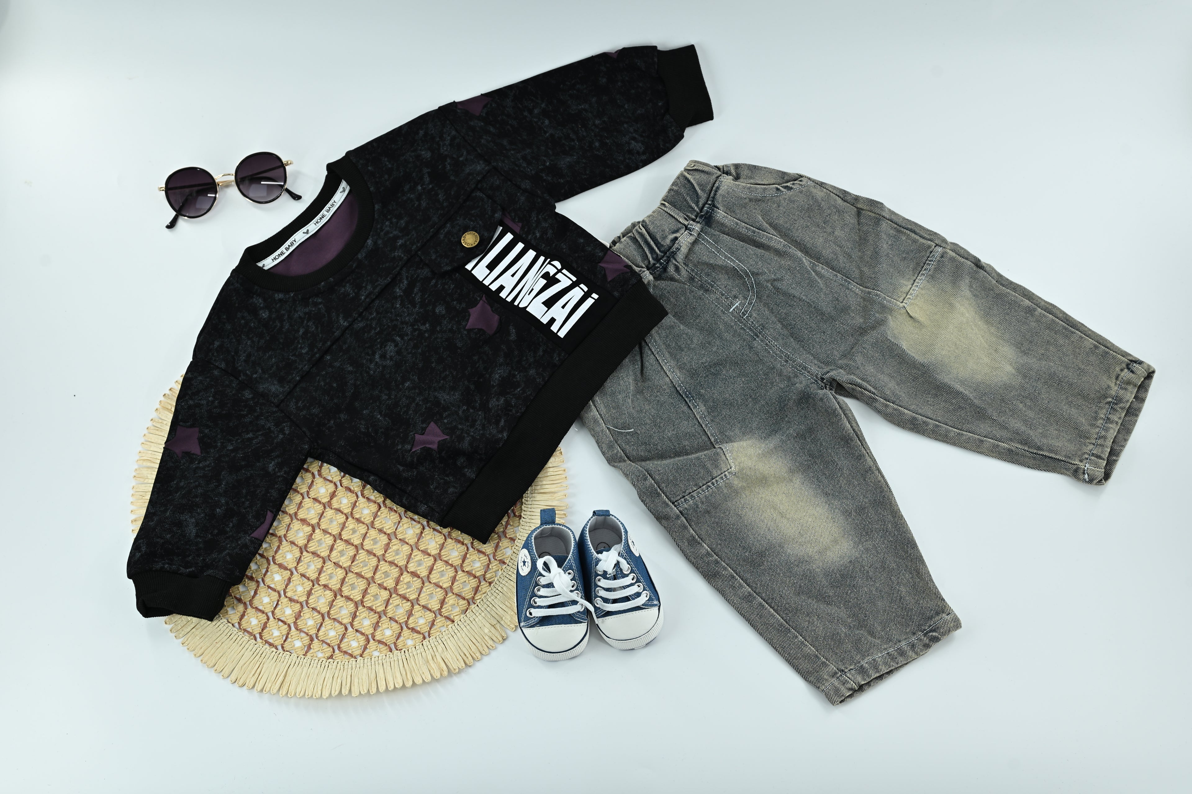 Boys Trendy Cotton T-Shirt & Denim Pants 2-Piece Set