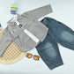 Stylish Boys Casual 3 Piece Outfit Set with Corduroy Jacket | Denim Pants | Cotton T-Shirt