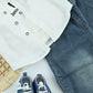 Classic Boys White Jacket 3 Piece Outfit Set | Cotton T-Shirt | Denim Pants