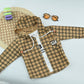 Stylish Boys Brown Plaid Hooded Jacket with Cotton T-Shirt | 2 Piece Outfit