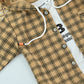 Stylish Boys Brown Plaid Hooded Jacket with Cotton T-Shirt | 2 Piece Outfit