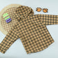 Stylish Boys Brown Plaid Hooded Jacket with Cotton T-Shirt | 2 Piece Outfit