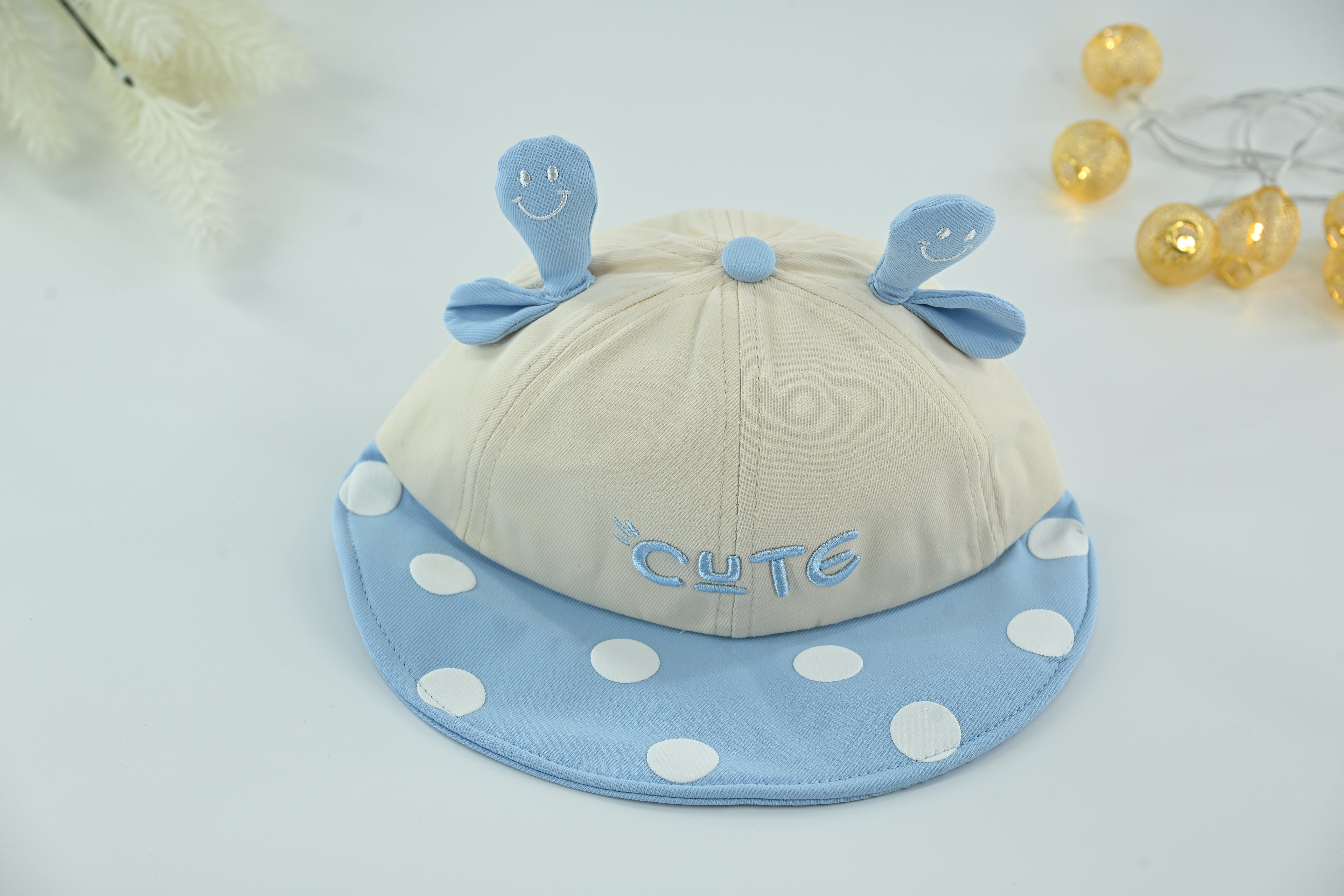 Sky Smile Cotton 3D Cap – Blue