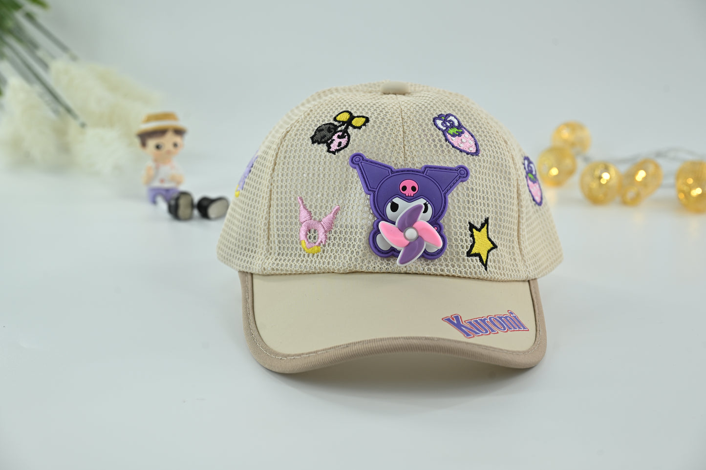 Kuromi Beige Mesh Kids Cap – Summer Edition