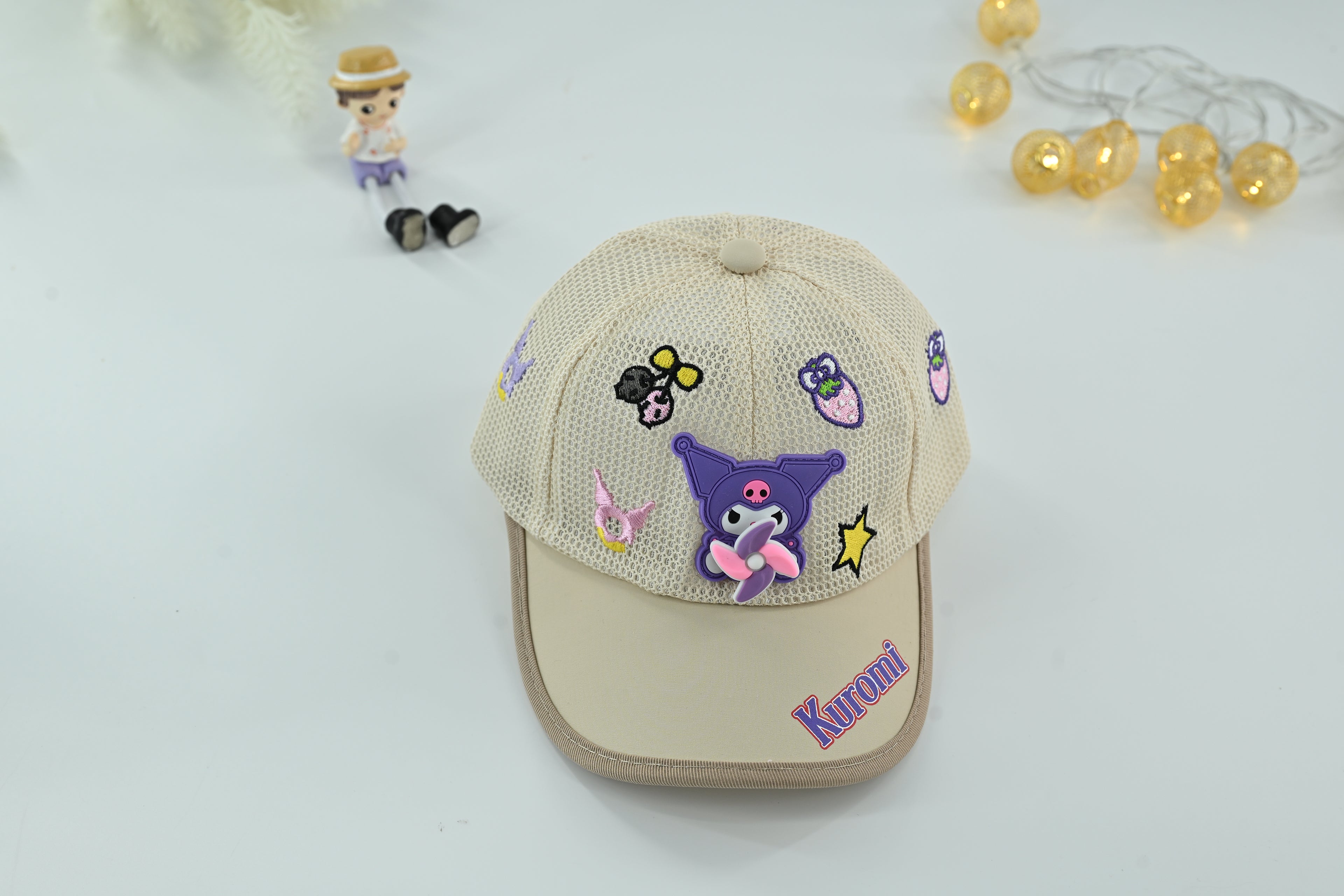 Kuromi Beige Mesh Kids Cap – Summer Edition
