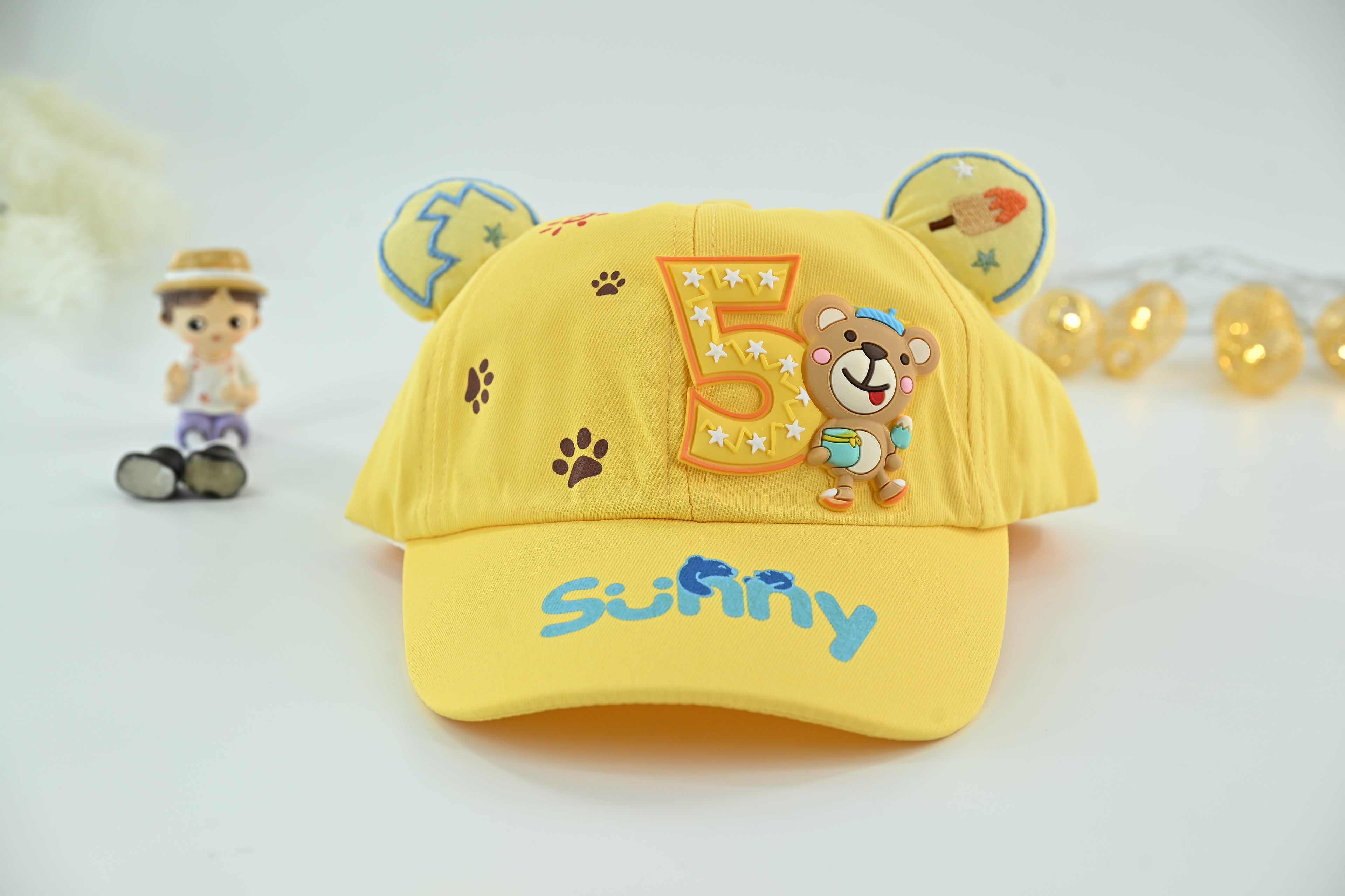 Sunny Bear Kids Yellow Cotton Cap – Playful Edition