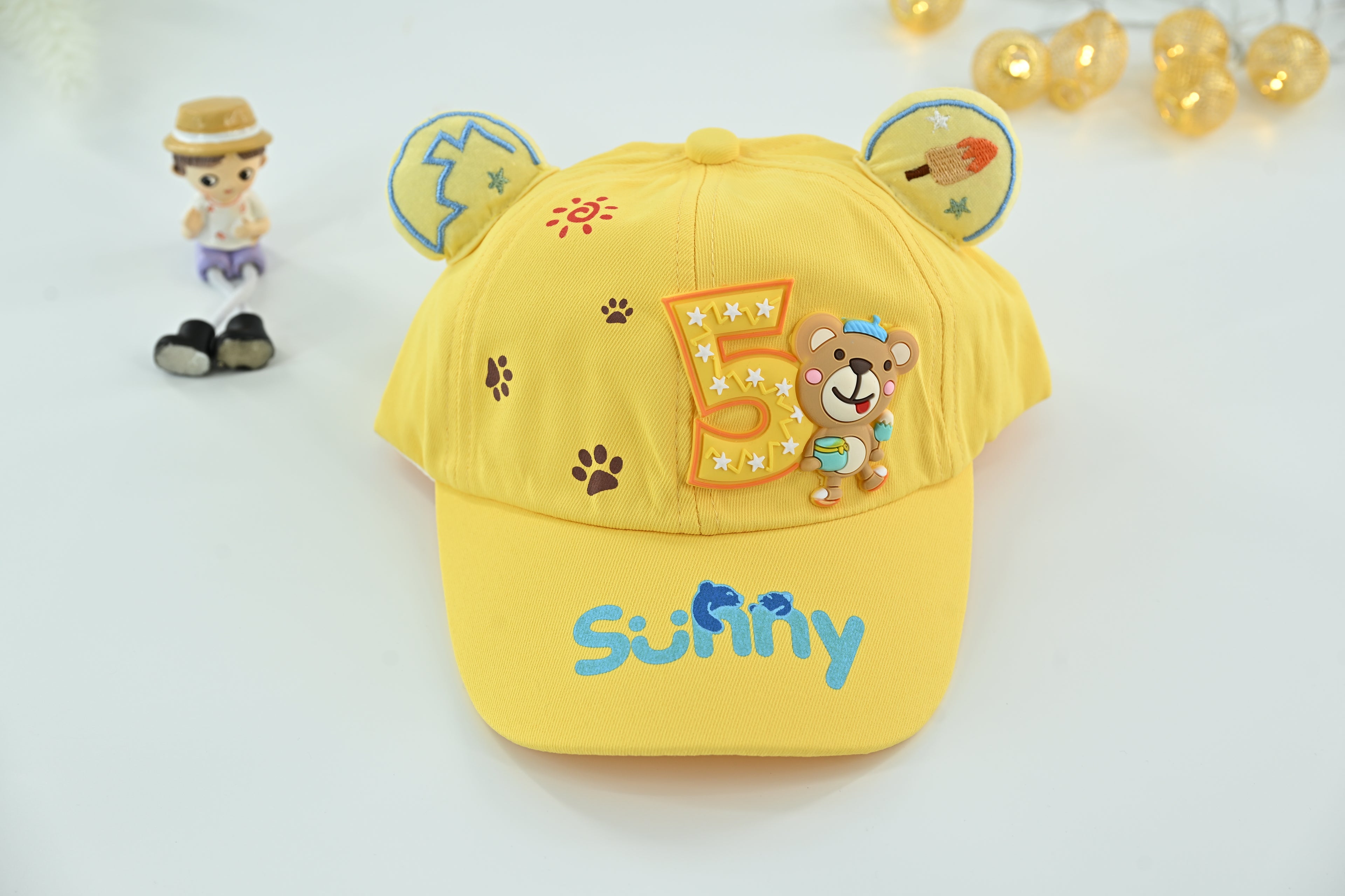 Sunny Bear Kids Yellow Cotton Cap – Playful Edition