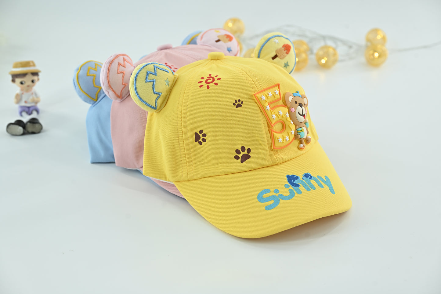 Sunny Bear Kids Yellow Cotton Cap – Playful Edition
