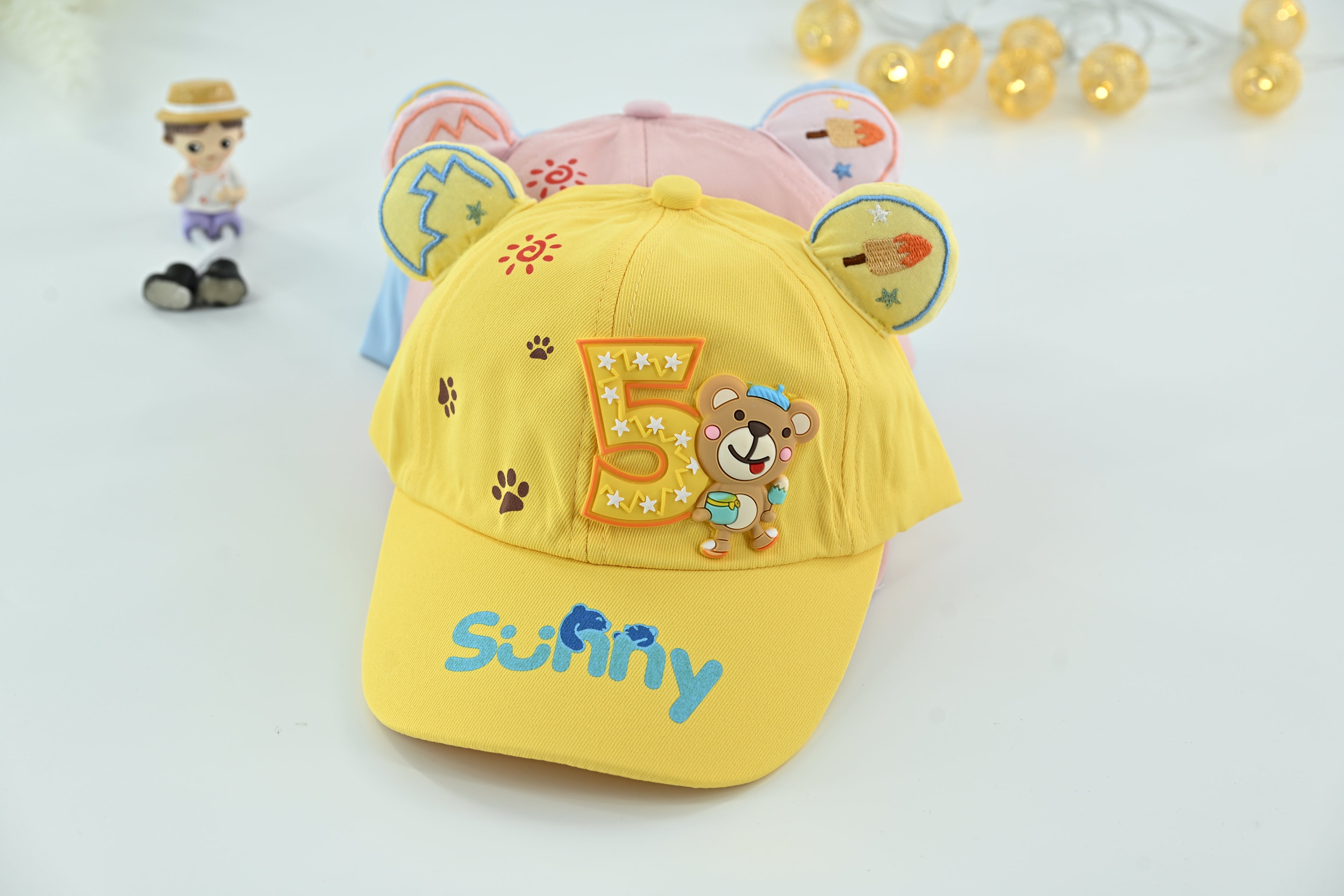 Sunny Bear Kids Yellow Cotton Cap – Playful Edition