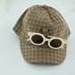 Classic Brown  Check Kids Cap with Round Sunglasses – 2 Piece Set