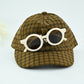 Classic Green  Check Kids Cap with Round Sunglasses – 2 Piece Set