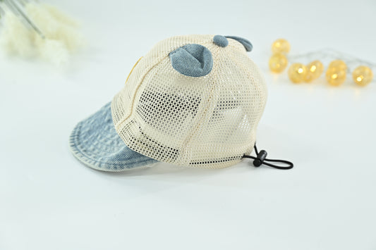 Kids Cute Bear Mesh Denim Sun Cap