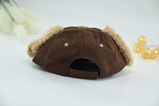 Kids Cute Puppy Corduroy Cap with Ears