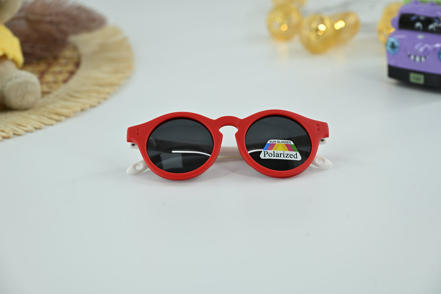 Kids Orange Polarized Round Sunglasses