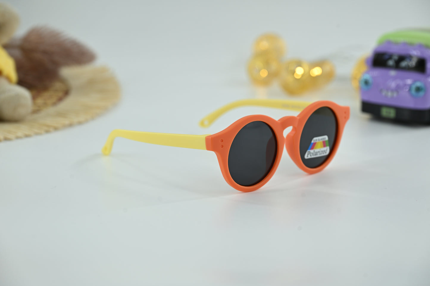 Kids Orange Polarized Round Sunglasses
