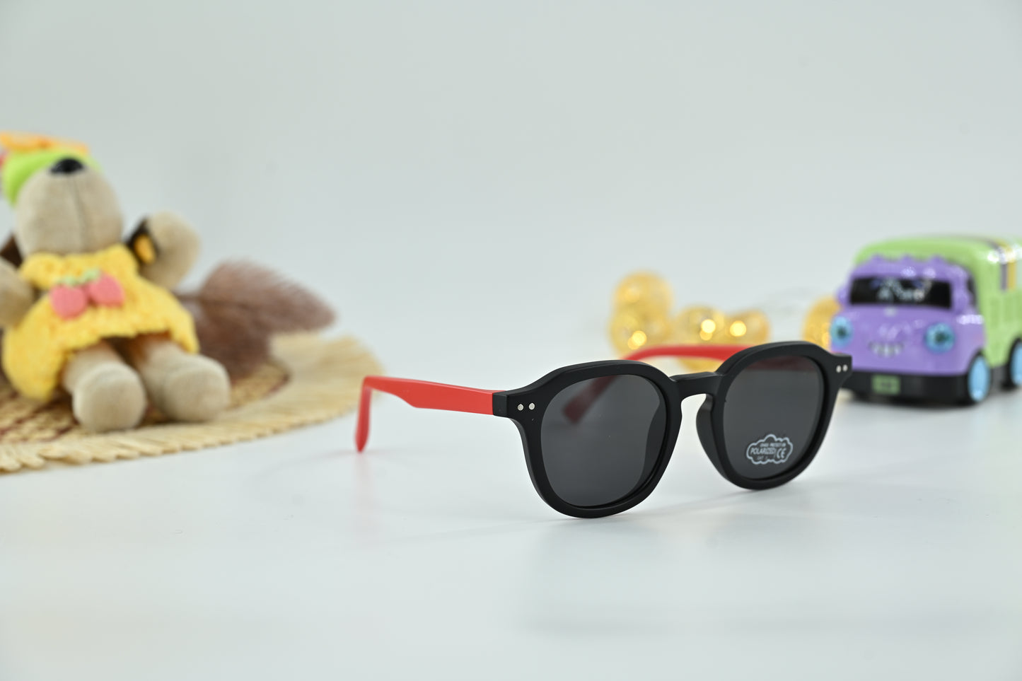 Kids Black Polarized Round Sunglasses