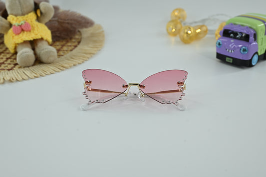 Kids Butterfly  shape Rhinestone Brown Sunglasses
