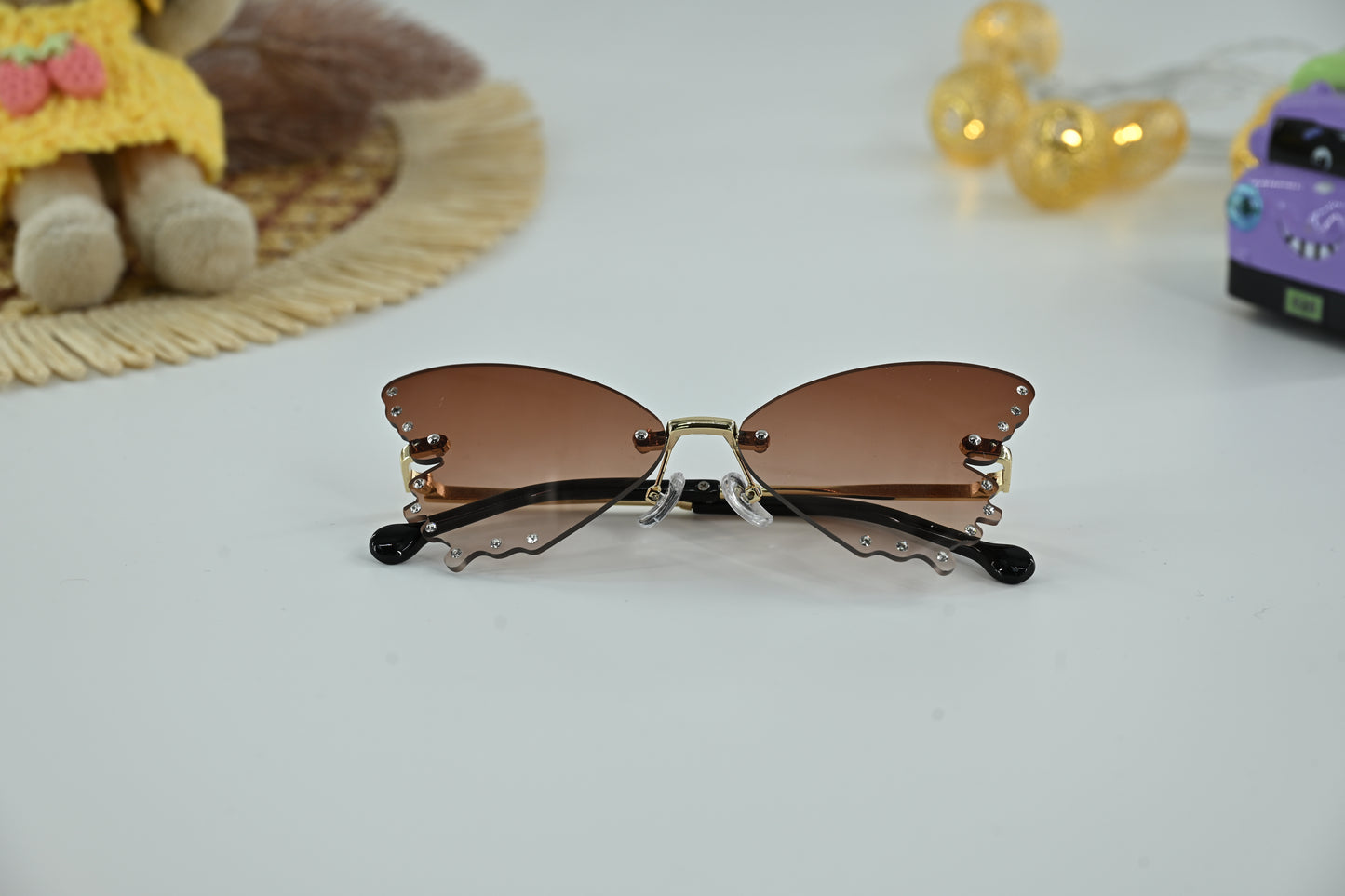 Kids Butterfly Shape Rhinestone Sunglasses