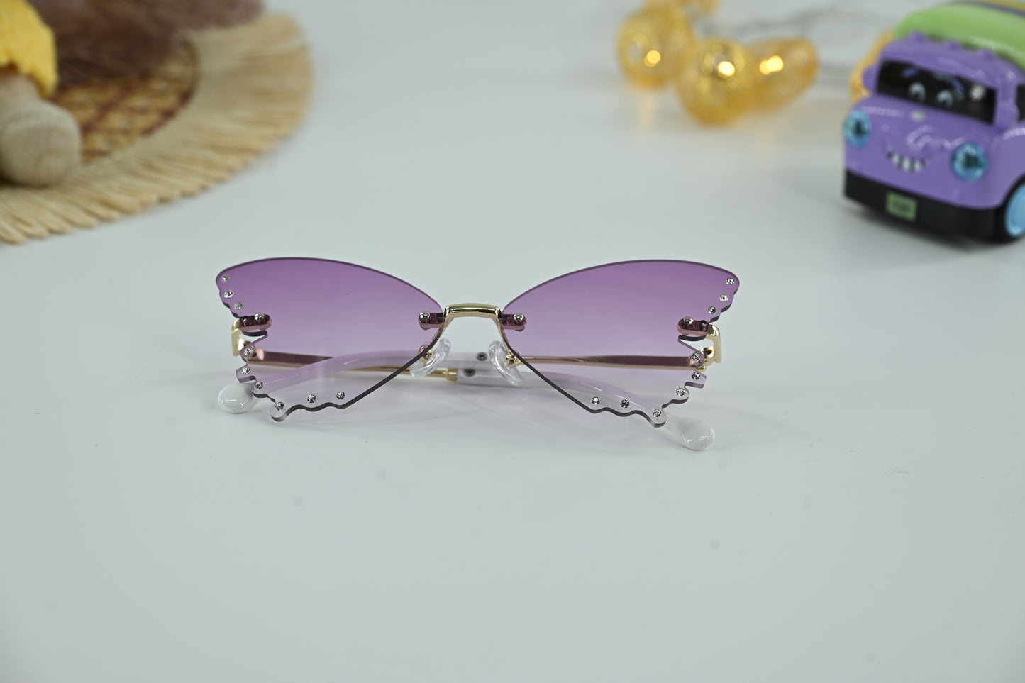 Kids Butterfly Shape Rhinestone Sunglasses