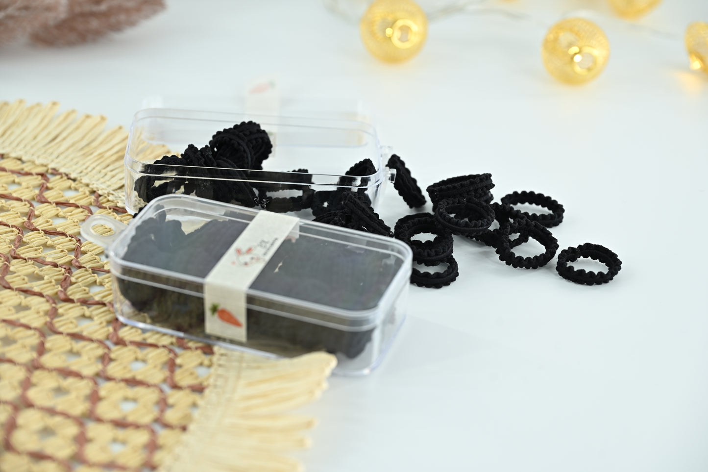 Essential Mini Textured Black Hair Ties Set