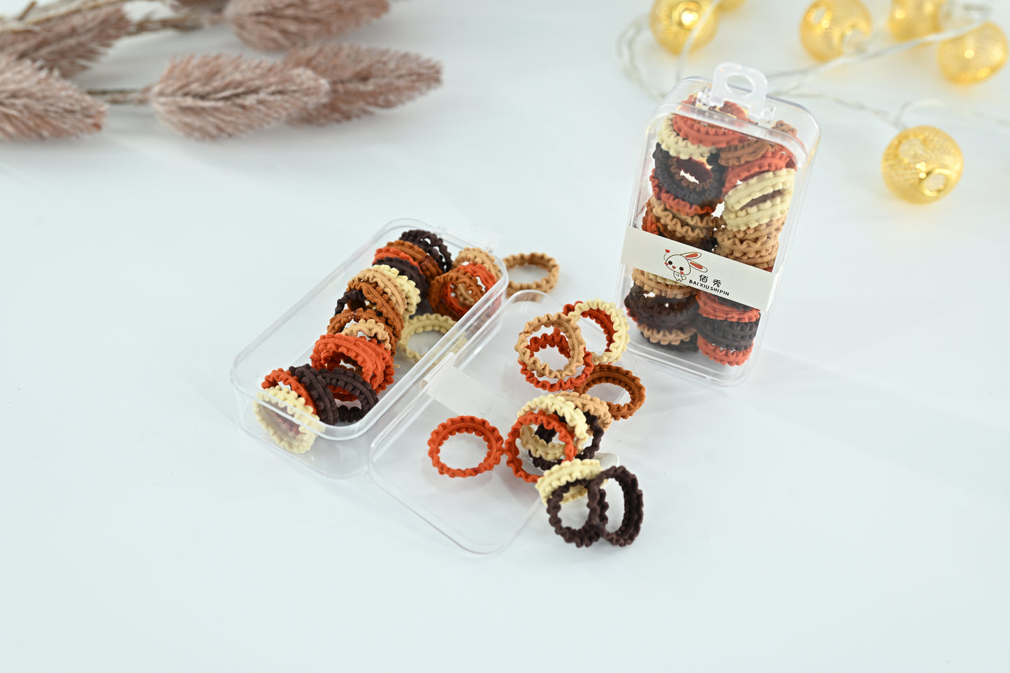 Autumn Harvest Textured Scallop Hair Ties Set