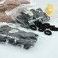 Premium Seamless Mini Black Hair Ties Pouch