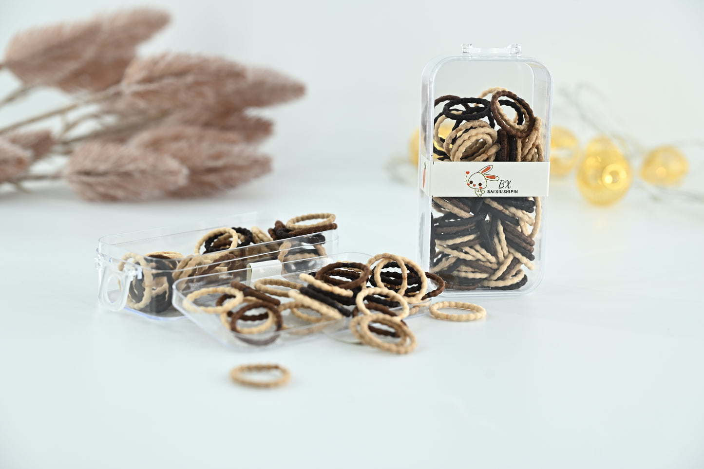 Classic Neutrals Textured Scallop Hair Ties Set