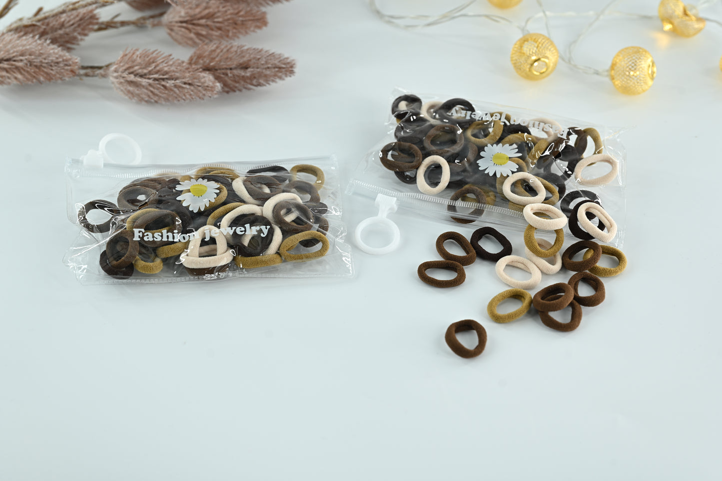Premium Seamless Earth Tones Hair Ties Pouch