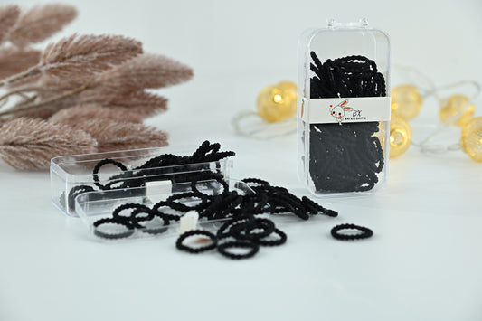 Midnight Black Textured Scallop Hair Ties Set