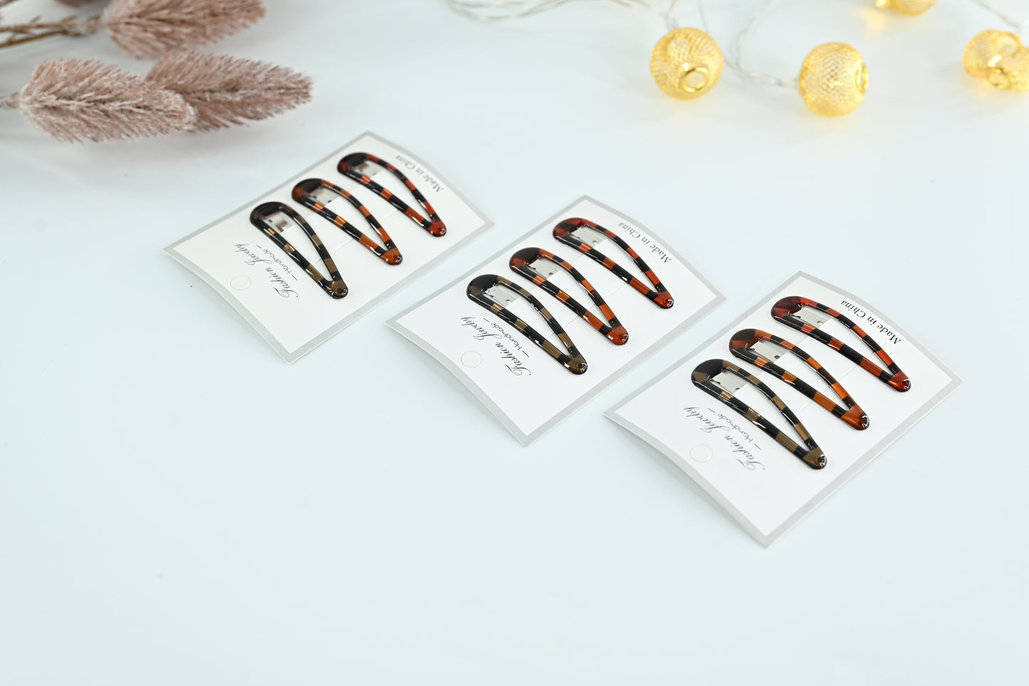 Classic Tortoiseshell Pattern Snap Clips 3 pieces in 1 pack  Set